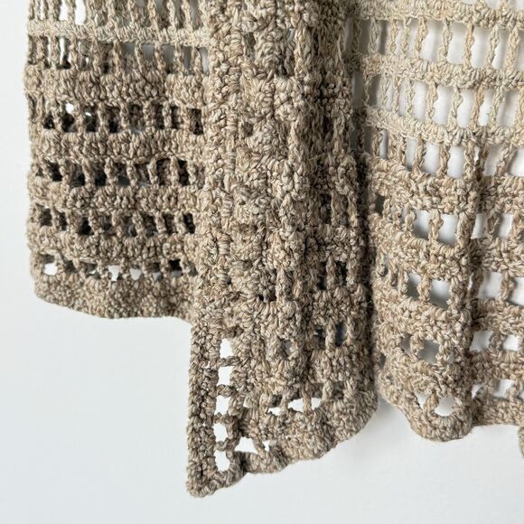 Anthropologie Rosie Neira Calado Open Front Hand Knit Crochet Cardigan Sz M Boho - Picture 9 of 9